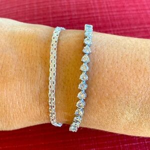 4mm Sterling Silver Fancy Heart Bracelet 7” inches